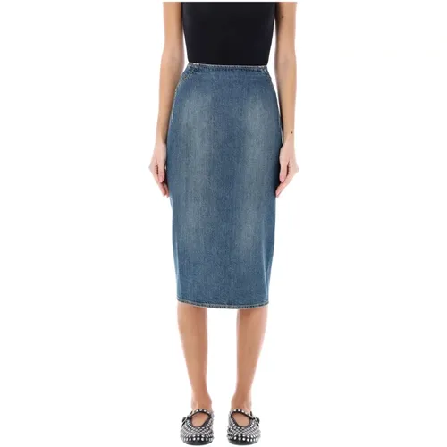 Denim Longuette Skirt , female, Sizes: S - Alaïa - Modalova