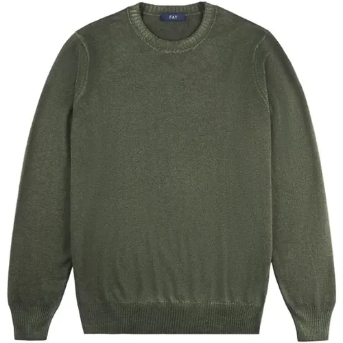 Grüner Wollpullover , Herren, Größe: 2XL - Fay - Modalova