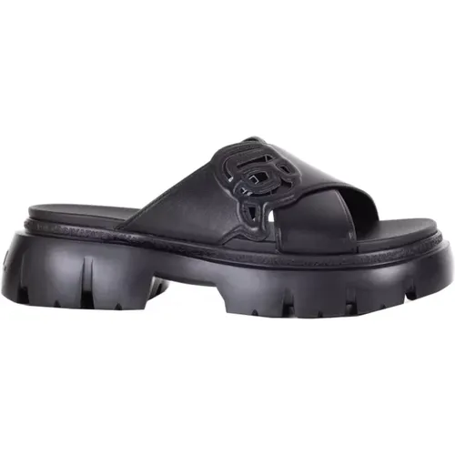 Schwarze Slide-Sandalen , Damen, Größe: 38 EU - Karl Lagerfeld - Modalova