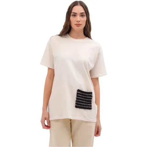 Gestricktes Taschen-T-Shirt Baumwollmischung , Damen, Größe: M - Phisique du Role - Modalova