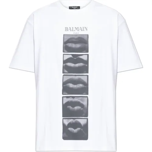 T-Shirt mit Druck , Herren, Größe: XL - Balmain - Modalova