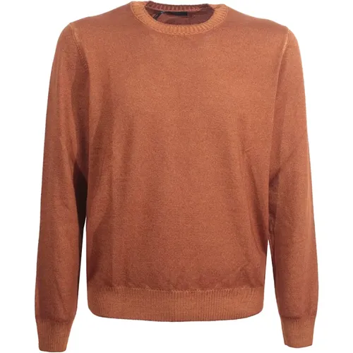 Brauner Lederpullover Regular Fit , Herren, Größe: 2XL - Fay - Modalova