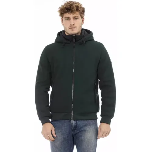 Grüne Polyesterjacke mit Gewinde-Taschen , Herren, Größe: 2XL - Baldinini - Modalova