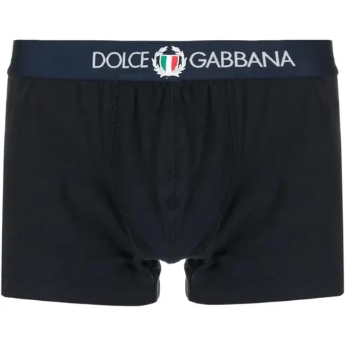 Navy Crest Boxer Shorts , male, Sizes: M, S, L - Dolce & Gabbana - Modalova