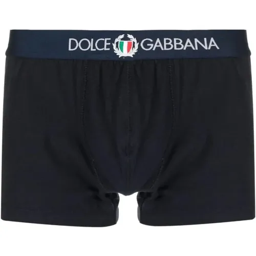 Navy Crest Boxer Shorts , male, Sizes: M, S, XL, L - Dolce & Gabbana - Modalova