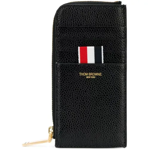 Schwarzes Leder Half Zip Wallet - Thom Browne - Modalova