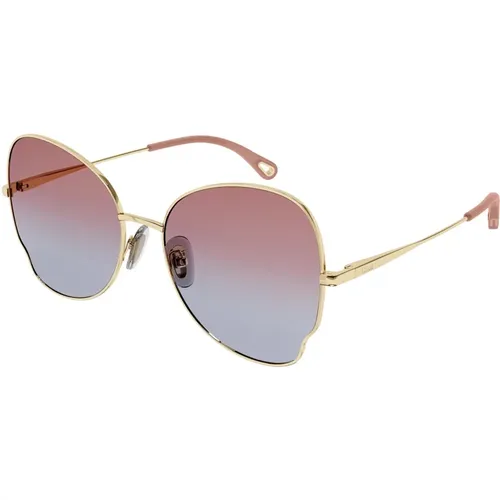 Gold/Red Shaded Sunglasses , female, Sizes: 59 MM - Chloé - Modalova