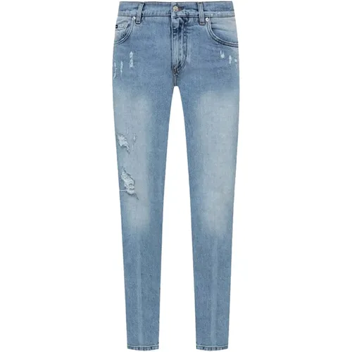 Baumwoll Denim Jeans mit Logo Patch - Dolce & Gabbana - Modalova