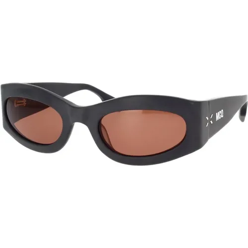 Futuristic Oval Sunglasses with Geometric Design , unisex, Sizes: 54 MM - alexander mcqueen - Modalova