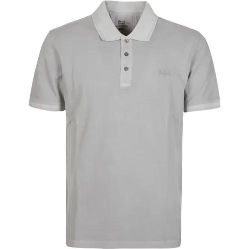 Mineral Grey Polo Shirt , Herren, Größe: M - Woolrich - Modalova