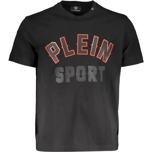 Schwarzes Baumwoll-T-Shirt mit Druck , Herren, Größe: S - Plein Sport - Modalova