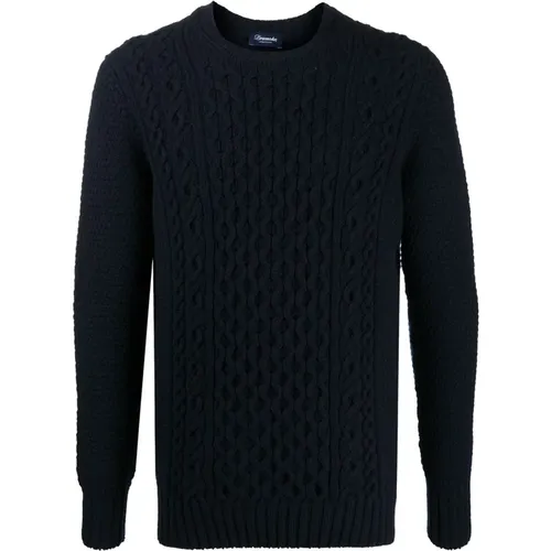 Blaue Pullover Aran Tubico Stil , Herren, Größe: XL - Drumohr - Modalova