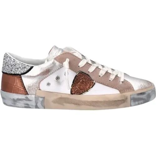 Weiße Rosa Paris Sneakers Leder Wildleder , Damen, Größe: 35 EU - Philippe Model - Modalova