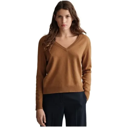 Extra Fine V-Neck Wool Sweater , female, Sizes: L, XL, S, M, XS - Gant - Modalova