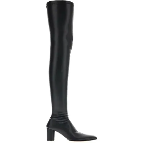 Schwarze Leder Overknee-Stiefel - MM6 Maison Margiela - Modalova