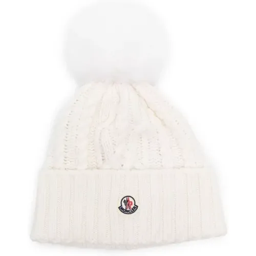 Cashmere Blend Beanie with Logo Patch , female, Sizes: ONE SIZE - Moncler - Modalova