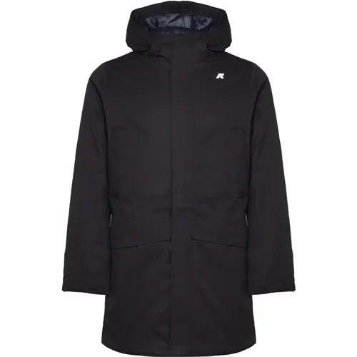 Schwarzer Nylon-Trenchcoat mit Kapuze , Herren, Größe: L - K-way - Modalova