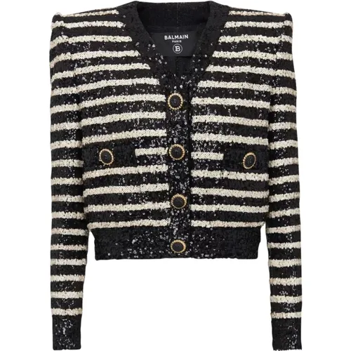 Schwarze Paillettenjacke Balmain - Balmain - Modalova