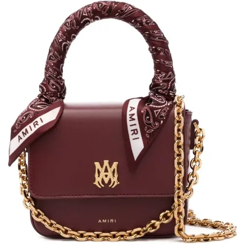 Micro Tote Bag in Bordeaux Leather , female, Sizes: ONE SIZE - Amiri - Modalova