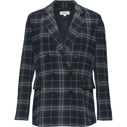 Twill Checkered Indoor Blazer , female, Sizes: L, XL, 2XL - s.Oliver - Modalova