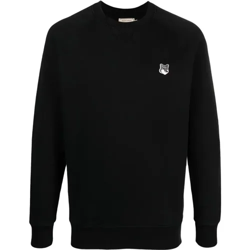 Klassischer Sweatshirt mit Grey Fox Head Patch , Herren, Größe: XL - Maison Kitsuné - Modalova