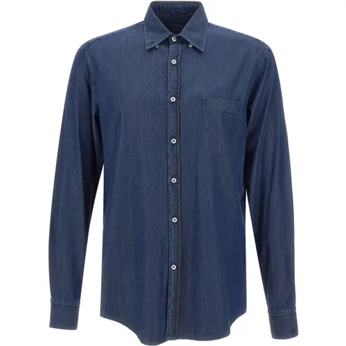 Denim Effect Cotton Shirt , male, Sizes: 2XL, 3XL, 5XL, M, L, XL - PAUL & SHARK - Modalova