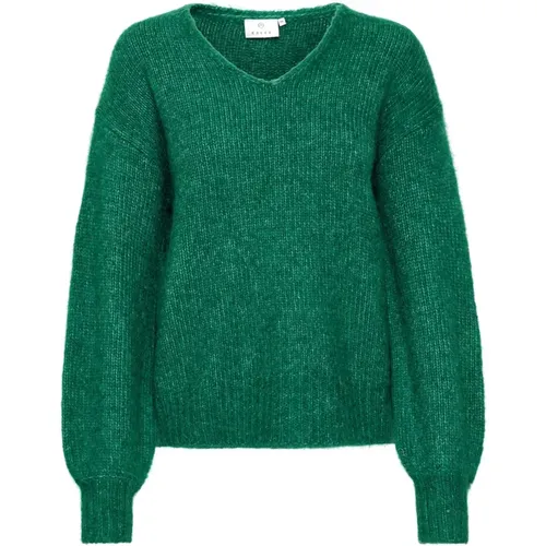 Soft V-Neck Pullover Sweater with Puff Sleeves , female, Sizes: S - Kaffe - Modalova