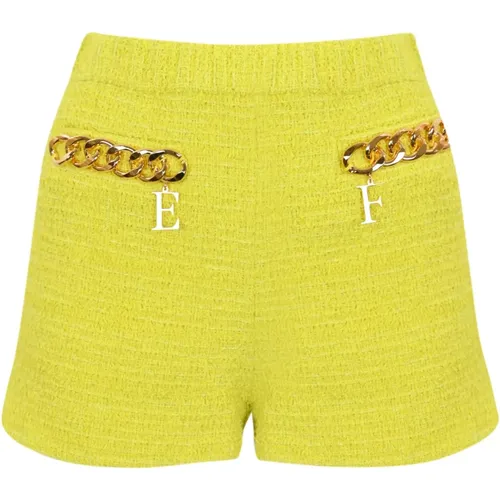 Tweed Shorts with Gold Chain , female, Sizes: S - Elisabetta Franchi - Modalova