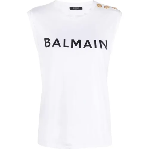 Weiße T-Shirts Polos für Frauen , Damen, Größe: XS - Balmain - Modalova