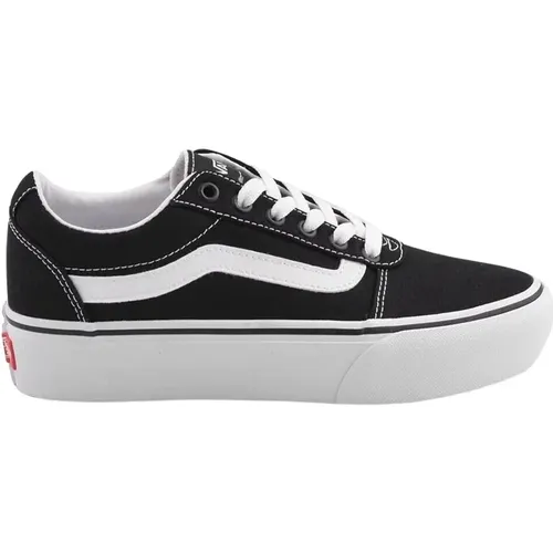 Plateau Canvas Schuhe Schwarz/Weiß , Damen, Größe: 36 1/2 EU - Vans - Modalova