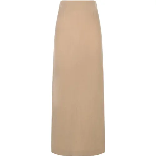 High-waisted linen and virgin wool skirt , female, Sizes: S, XL, L, M, 2XL - Cortana - Modalova