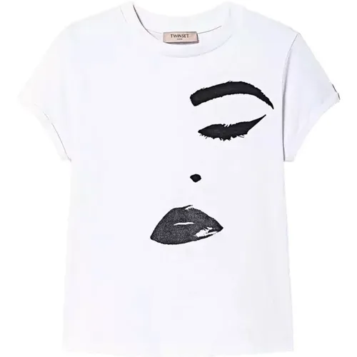 Cotton T-shirt 100% Composition , female, Sizes: M, XS - Twinset - Modalova