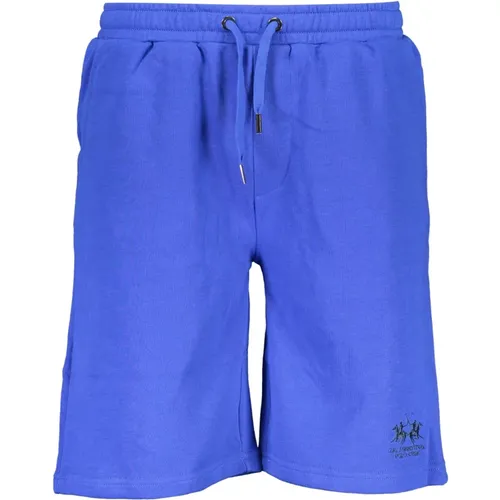 Sportliche Bermuda Shorts Blau Besticktes Logo , Herren, Größe: L - LA MARTINA - Modalova