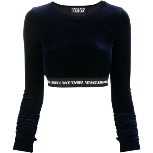 Stylisches Crop Top mit Ärmeln , Damen, Größe: S - Versace Jeans Couture - Modalova