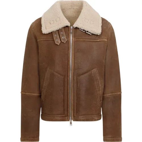 Luxurious Leather Shearling Jacket , male, Sizes: L, M - Yves Salomon - Modalova