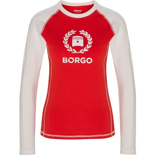 Andalusia Longlap Rotes T-Shirt , Damen, Größe: M - Borgo - Modalova