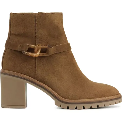 Cognac Wildleder Stiefeletten , Damen, Größe: 38 1/2 EU - Softwaves - Modalova