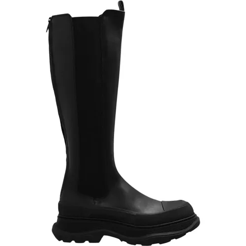 Leather knee-high boots , female, Sizes: 5 UK, 8 UK - alexander mcqueen - Modalova