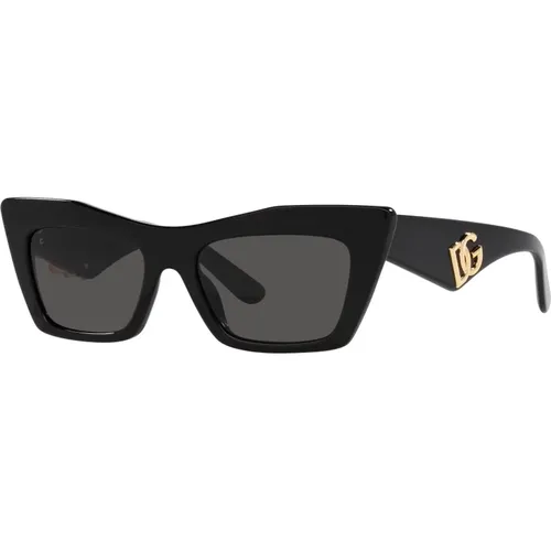 DG 4435 Sonnenbrille für Frauen - Glänzend Schwarz/Grau , Damen, Größe: 53 MM - Dolce & Gabbana - Modalova