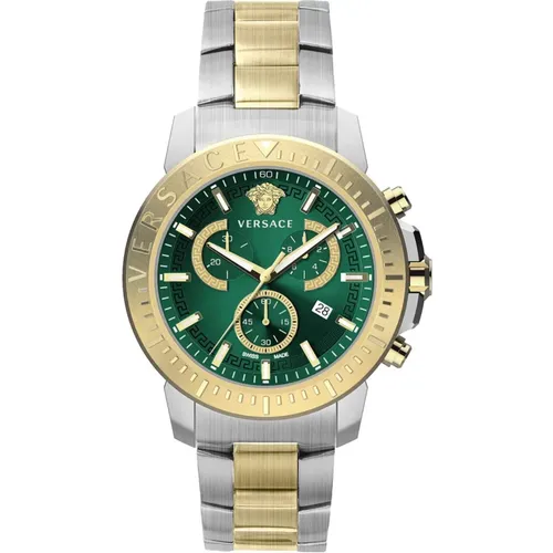 Green Steel Quartz Watch , male, Sizes: ONE SIZE - Versace - Modalova