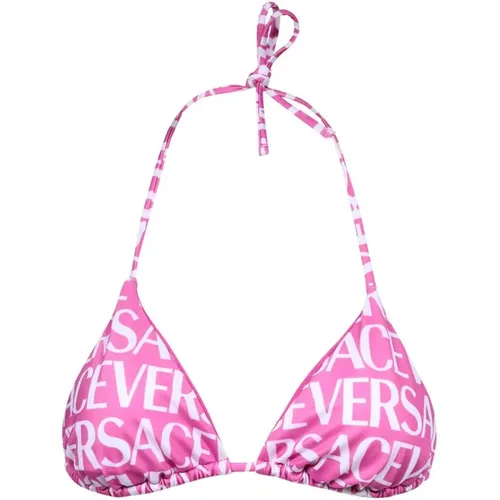 Bikini Top mit Logo-Print Versace - Versace - Modalova