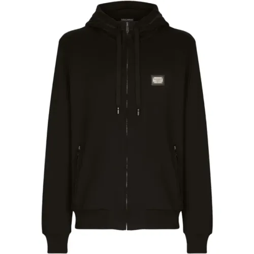 Cotton Jersey Hoodie with Metal Logo Tag , male, Sizes: 2XL, S, M, 3XL, L - Dolce & Gabbana - Modalova