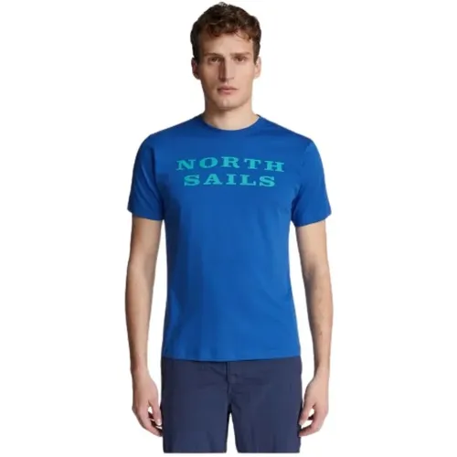 Organisches T-Shirt mit Rundhalsausschnitt und kurzen Ärmeln , Herren, Größe: M - North Sails - Modalova