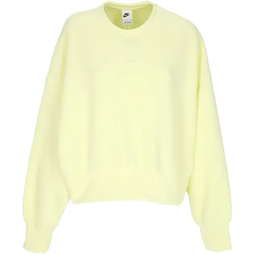 Luminous Grün Plush Crop Sweatshirt , Damen, Größe: L - Nike - Modalova