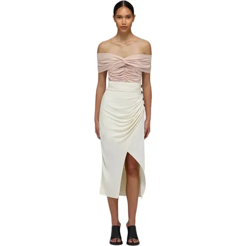 Ivory Wrap Midi Skirt , female, Sizes: XS, S - Self Portrait - Modalova