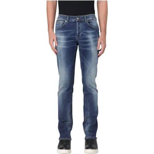 Gewaschene Denim George Hose , Herren, Größe: W32 - Dondup - Modalova