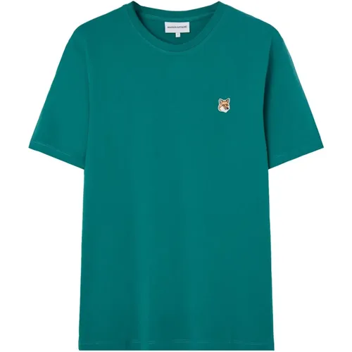 Grünes Hemd mit Fox Head Patch - Maison Kitsuné - Modalova