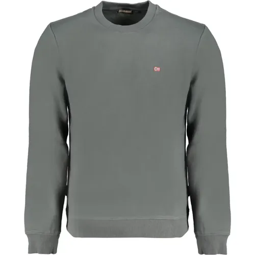 Grüner Sweatshirt mit langen Ärmeln und gesticktem Logo , Herren, Größe: L - Napapijri - Modalova