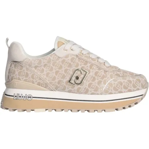 Monogram suede sneakers with metallic logo , female, Sizes: 7 UK, 8 UK, 3 UK, 5 UK, 6 UK - Liu Jo - Modalova