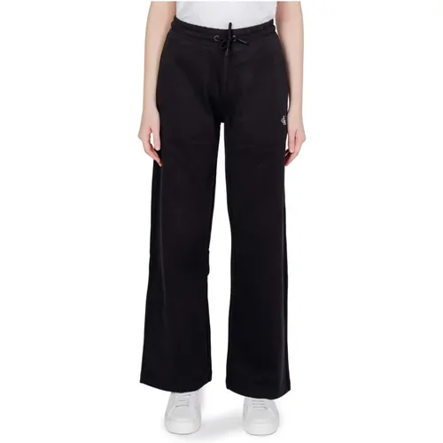 Schwarze Baumwoll-Damenhose mit Schnürung , Damen, Größe: S - Calvin Klein Jeans - Modalova